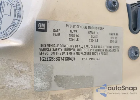 2007 Pontiac G6 from USA, damaged, VIN 1G2ZG58BX74136407